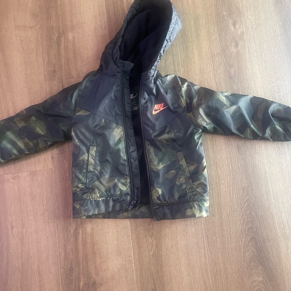 Nike Green Camo Coat with Orange Logo